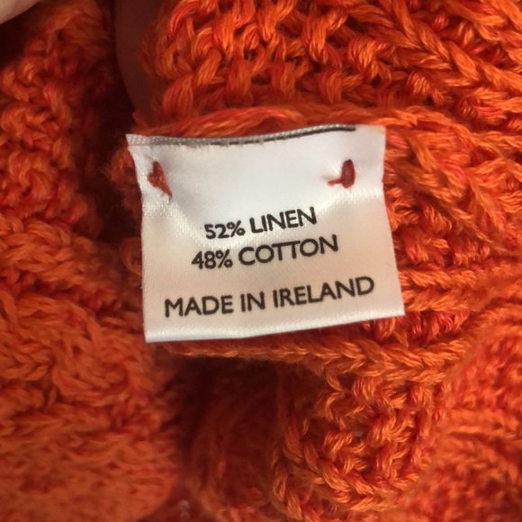 Inis Meáin Orange Shawl Collar Cardigan Sweater Size M Hand Knit in Ireland - Picture 5 of 7
